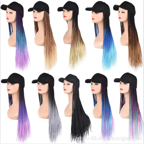 Straight Baseball Hat Wig for Women Girls Long Synthetic Hair Extensions with Hat Pure/Ombre Weaving Cap Wig